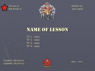 Name of Lesson TP 1 - xxxx TP 2 - xxxx TP 3 - xxxx TP 4 - xxxx