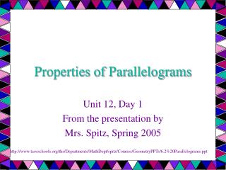 Properties of Parallelograms