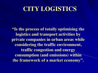 CITY LOGISTICS