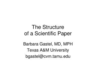 The Structure of a Scientific Paper