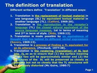 The definition of translation