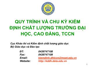 QUY TRÌNH VÀ CHU KỲ KIỂM ĐỊNH CHẤT LƯỢNG TRƯỜNG ĐẠI HỌC, CAO ĐẲNG, TCCN