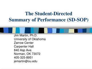 The Student-Directed Summary of Performance (SD-SOP)