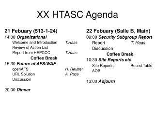 XX HTASC Agenda