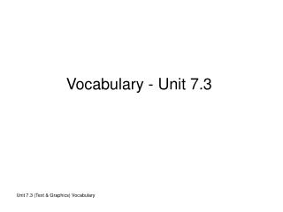 Vocabulary - Unit 7.3