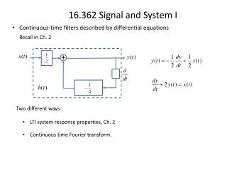 Continuous-time filters described by differential equations