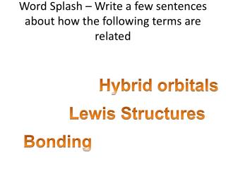 Word Splash – Write a few sentences about how the following terms are related