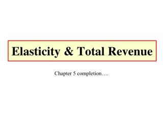 Elasticity & Total Revenue
