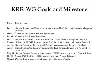 KRB-WG Goals and Milestone