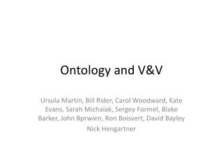 Ontology and V&amp;V
