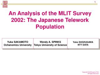 An Analysis of the MLIT Survey 2002: The Japanese Telework Population