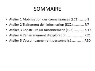 SOMMAIRE