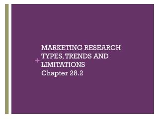 MARKETING RESEARCH TYPES, TRENDS AND LIMITATIONS Chapter 28.2