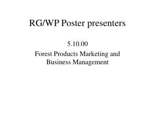 RG/WP Poster presenters