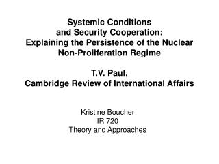 Kristine Boucher IR 720 Theory and Approaches