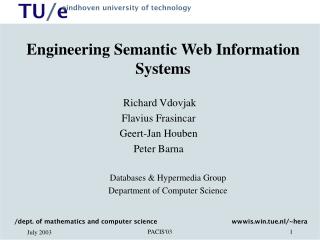 Engineering Semantic Web Information Systems