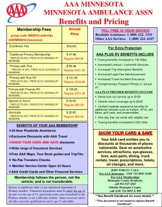 AAA MINNESOTA MINNESOTA AMBULANCE ASSN Benefits and Pricing