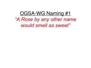 OGSA-WG Naming #1 “A Rose by any other name would smell as sweet”