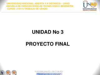 UNIDAD No 3 PROYECTO FINAL