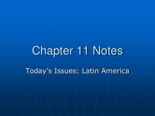 Chapter 11 Notes