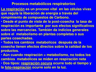 Procesos metabólicos respiratorios