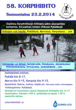 Huoltopisteet avoinna: 	Pykälä klo 8-17, 	Morva klo 9-15, Kerpola klo 9-15.