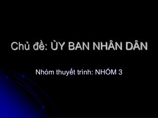 Chủ đề: ỦY BAN NHÂN DÂN