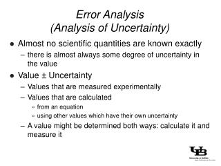 Error Analysis (Analysis of Uncertainty)