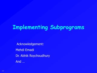 Implementing Subprograms