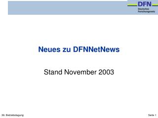 Neues zu DFNNetNews