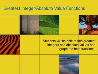 Greatest Integer/Absolute Value Functions