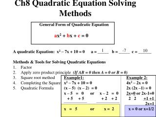 Ch8 Quadratic Equation Solving Methods