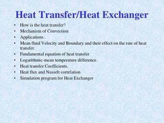 Heat Transfer/Heat Exchanger