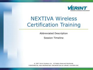 NEXTIVA Wireless Certification Training