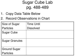 Sugar Cube Lab pg. 488-489