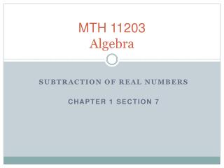 MTH 11203 Algebra