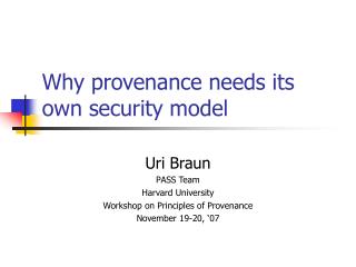 Why provenance needs its own security model