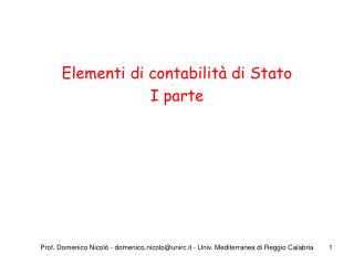 Elementi di contabilità di Stato I parte