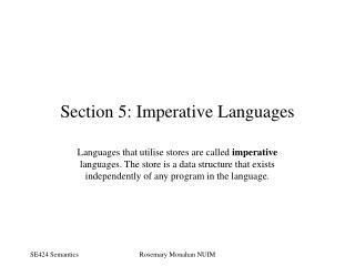 Section 5: Imperative Languages