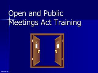 Open and Public Meetings Act Training