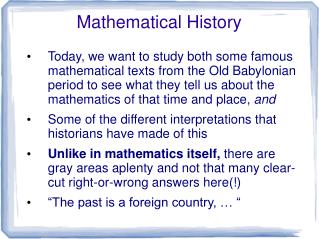 Mathematical History