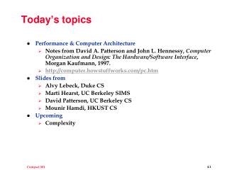 Today’s topics