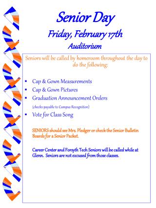 Senior Day Friday, February 17th Auditorium