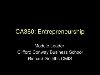 CA380: Entrepreneurship