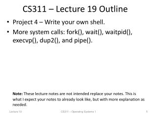 CS311 – Lecture 19 Outline