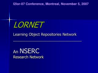 I2lor-07 Conference, Montreal, November 5, 2007