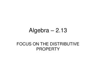 Algebra – 2.13