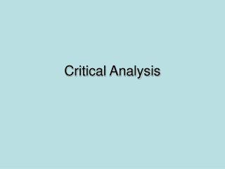 Critical Analysis