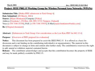 Project: IEEE P802.15 Working Group for Wireless Personal Area Networks (WPANs)