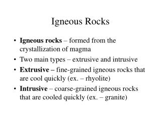 Igneous Rocks